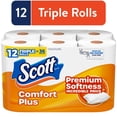 thumbnail image 1 of Scott ComfortPlus Toilet Paper, 12 Double Rolls, 1 of 9
