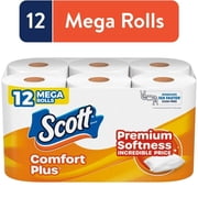Scott ComfortPlus Toilet Paper, 12 Mega Rolls Pack of 2
