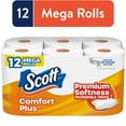 thumbnail image 1 of Scott ComfortPlus Toilet Paper, 12 Mega Rolls, 1 of 9