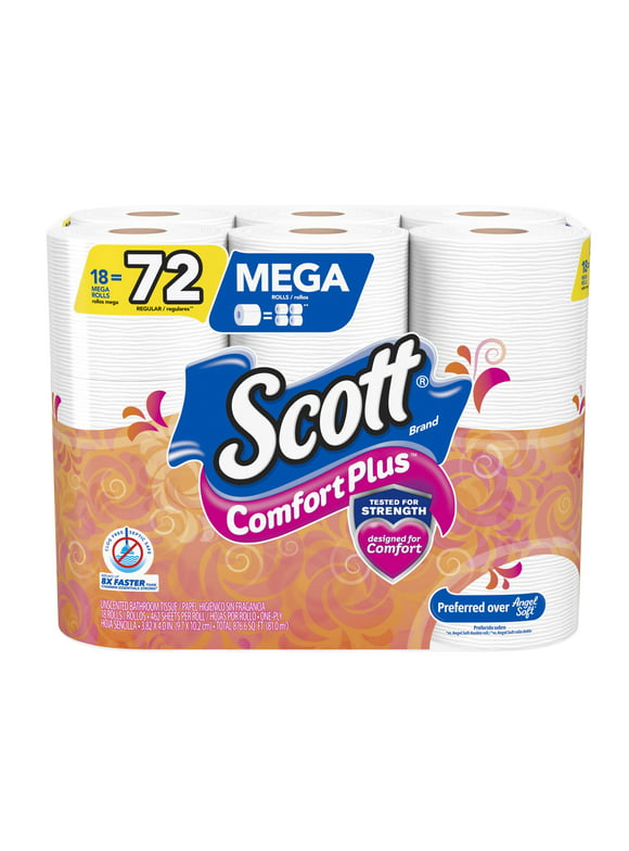 Scott ComfortPlus Toilet Paper, 18 Mega Rolls, 462 Sheets per Roll (8,316 Total)