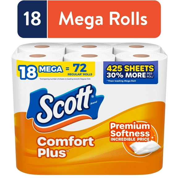 Scott ComfortPlus Toilet Paper, 18 Mega Rolls