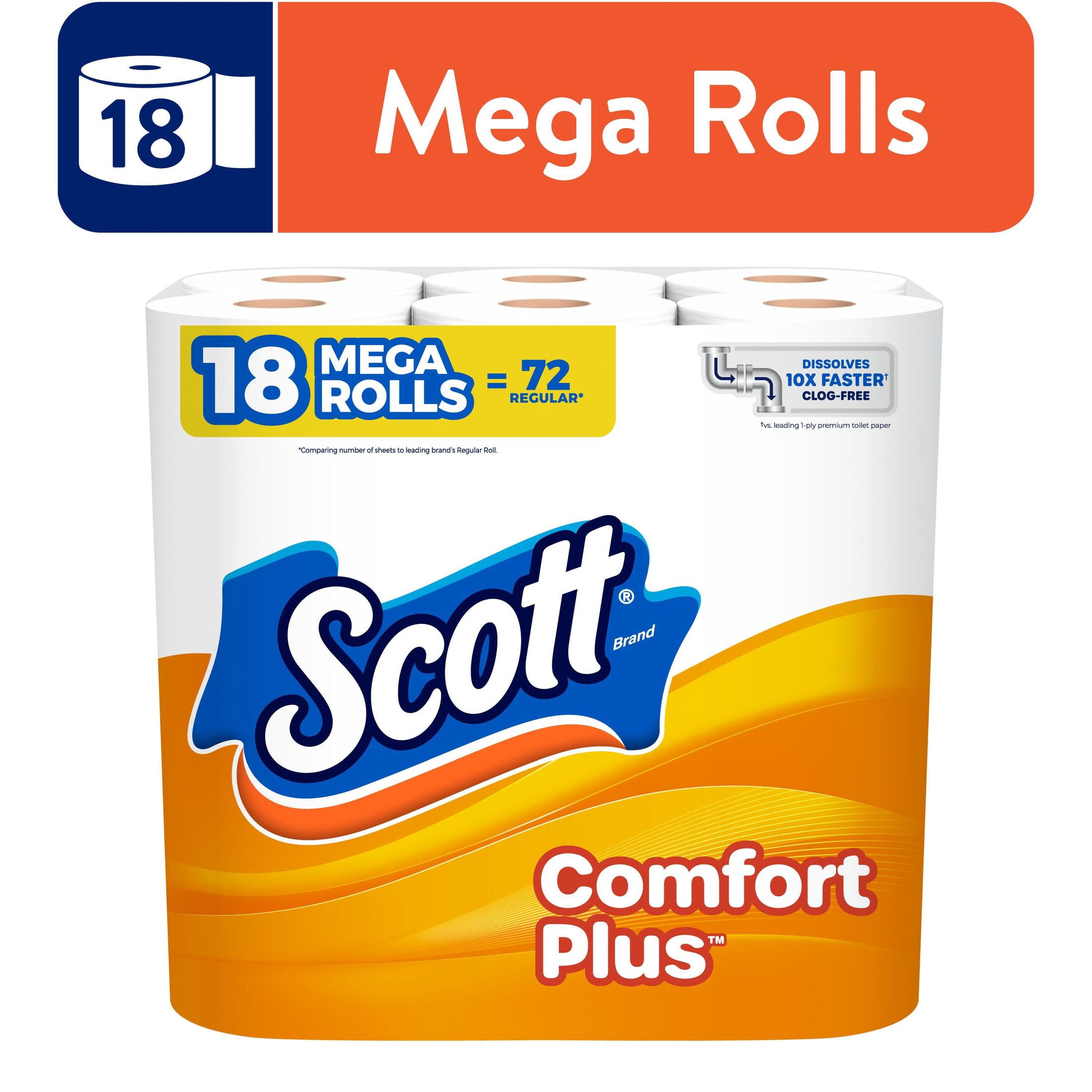 Kimberly-Clark, Toilet Paper, 18 Mega Rolls, ComfortPlus Ultra Soft ...