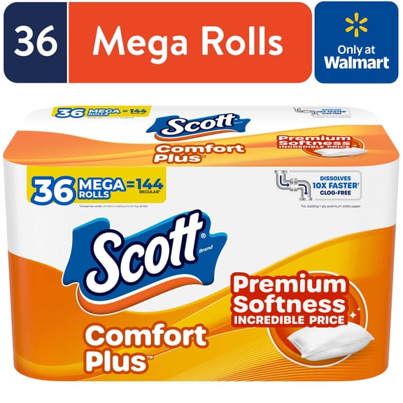Scott ComfortPlus Toilet Paper, 36 Mega Rolls