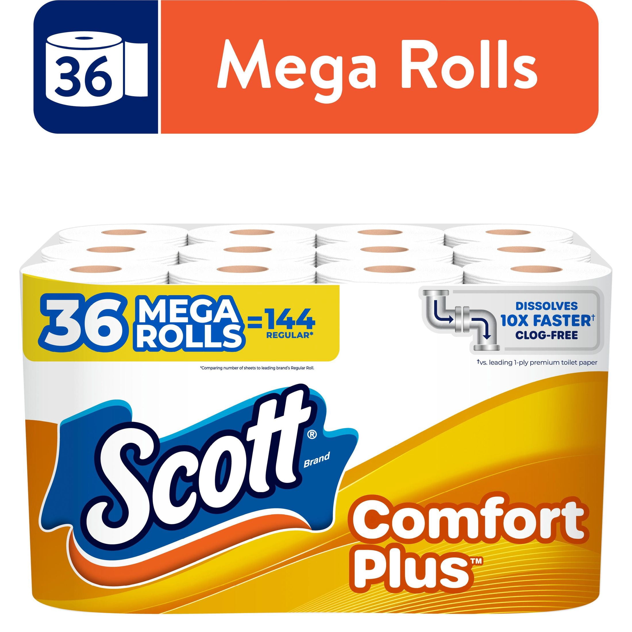Scott ComfortPlus 1-Ply Toilet Paper, 36 Mega Rolls