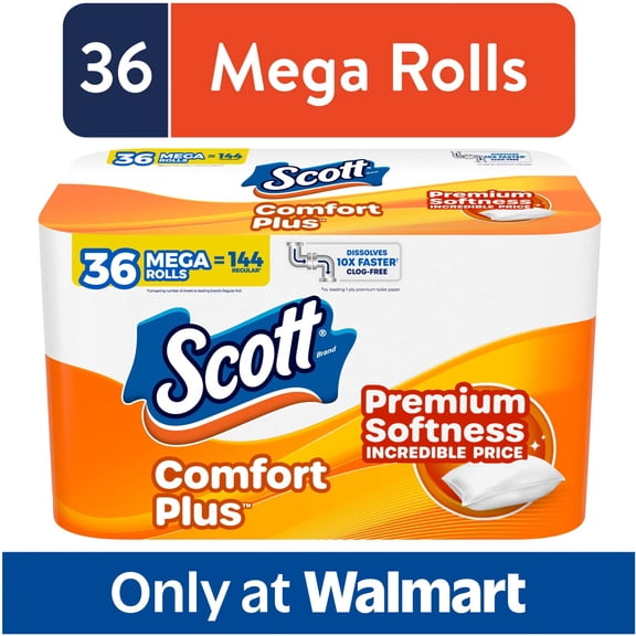 Scott ComfortPlus Toilet Paper, 36 Mega Rolls