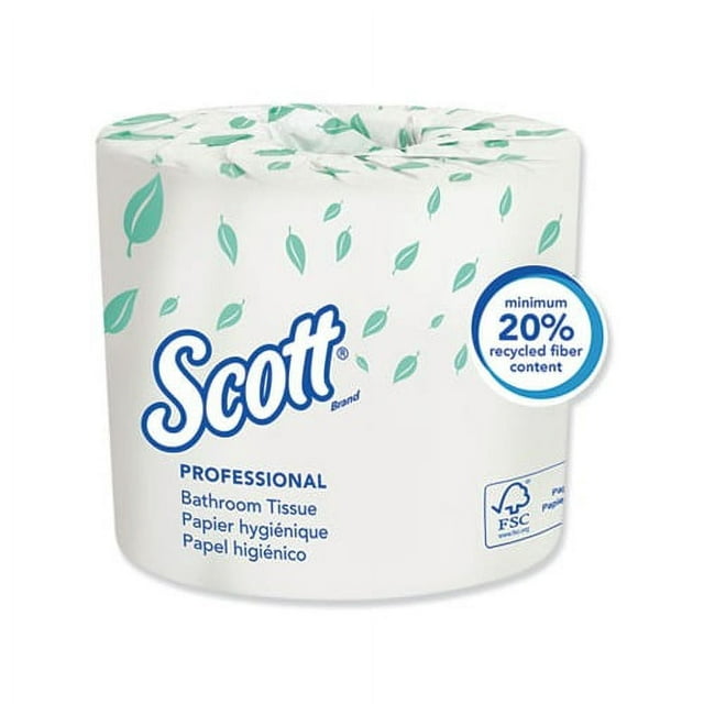 Scott Containers Essential Standard Roll Bathroom Paper Tissue Traditional, Septic Safe, 2 Ply, White, 550 Sheets/Roll, 20 Rolls/Carton