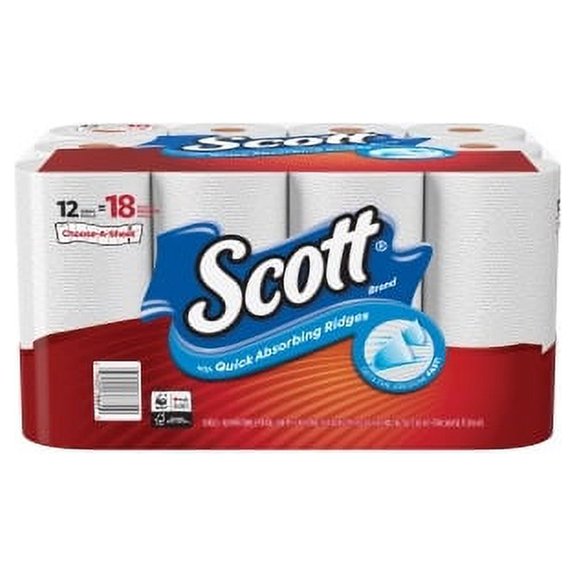 Scott Containers Paper Towels Choose-a-Sheet - Mega Rolls 1 Ply - White - Absorbent- 12 / Pack