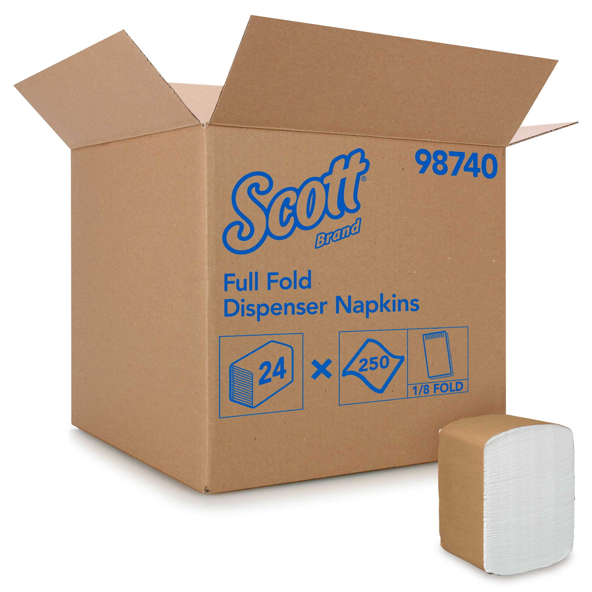 Scott Disposable White 1/8 Fold 1-Ply Dinner Paper Napkin - 250 per pack -- 24 packs per case