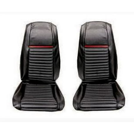 Scott Drake 69-M-BUCK-BK-RD Front Bucket Seat Upholstery - Black/Red