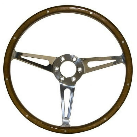 Scott Drake S1MS-3600-WG146 GT350 Style Wood & Aluminum 14" 6 Hole Steering Wheel