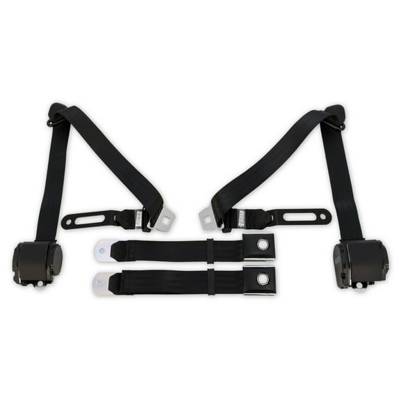 Scott Drake SB-3P-BK-PBSB 1968-1973 3 Point Seat Belt With Vintage Push Button