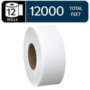 Scott 100% Recycled Fiber Jumbo Roll Bulk Toilet Paper (67805), 2-Ply, 12 Rolls at 1,000' Each