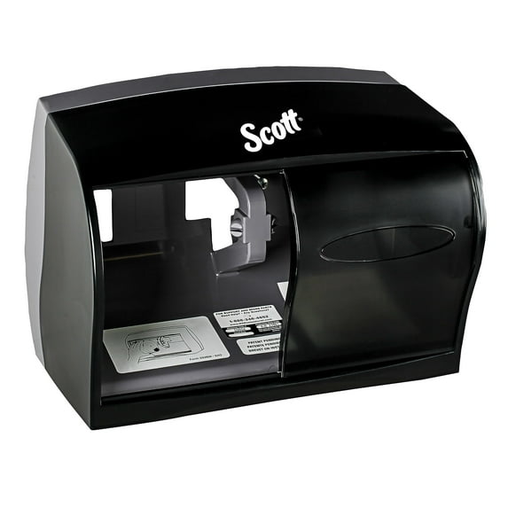 Scott Essential Double Roll Coreless Toilet Paper Dispenser 09604 - Wall-Mounted - Black
