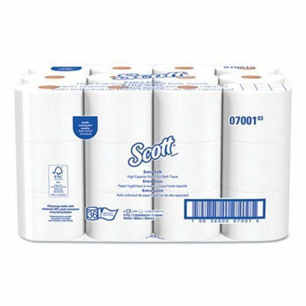 Scott Essential Extra Soft Coreless Standard Roll Bath Tissue, Septic Safe, 2-Ply, White (800 sheets/roll, 36 rolls/carton)