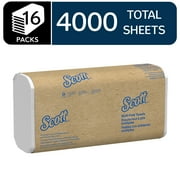 Scott Professional Universal Multifold Paper Towels, Bulk 01804, Absorbency Pockets, White, 9.2x9.4 Towel, Compressed 250 Sheets/Pack, 16 Packs/Case, 4,000 Sheet Total