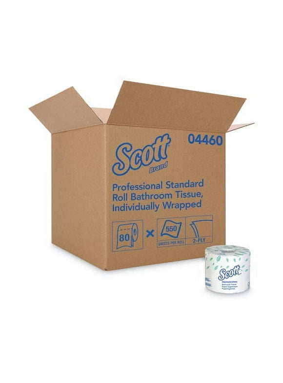 Scott Essential Standard Roll Bathroom Tissue for Business, Septic Safe, 2-Ply, White, 550 Sheets/Roll, 80/Carton (04460) - 5 Pack