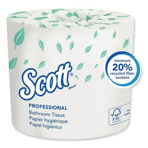 Scott Essential Standard Roll Toilet Paper, 2-Ply, Septic Safe, 550 Sheets, 5 Rolls Per Case