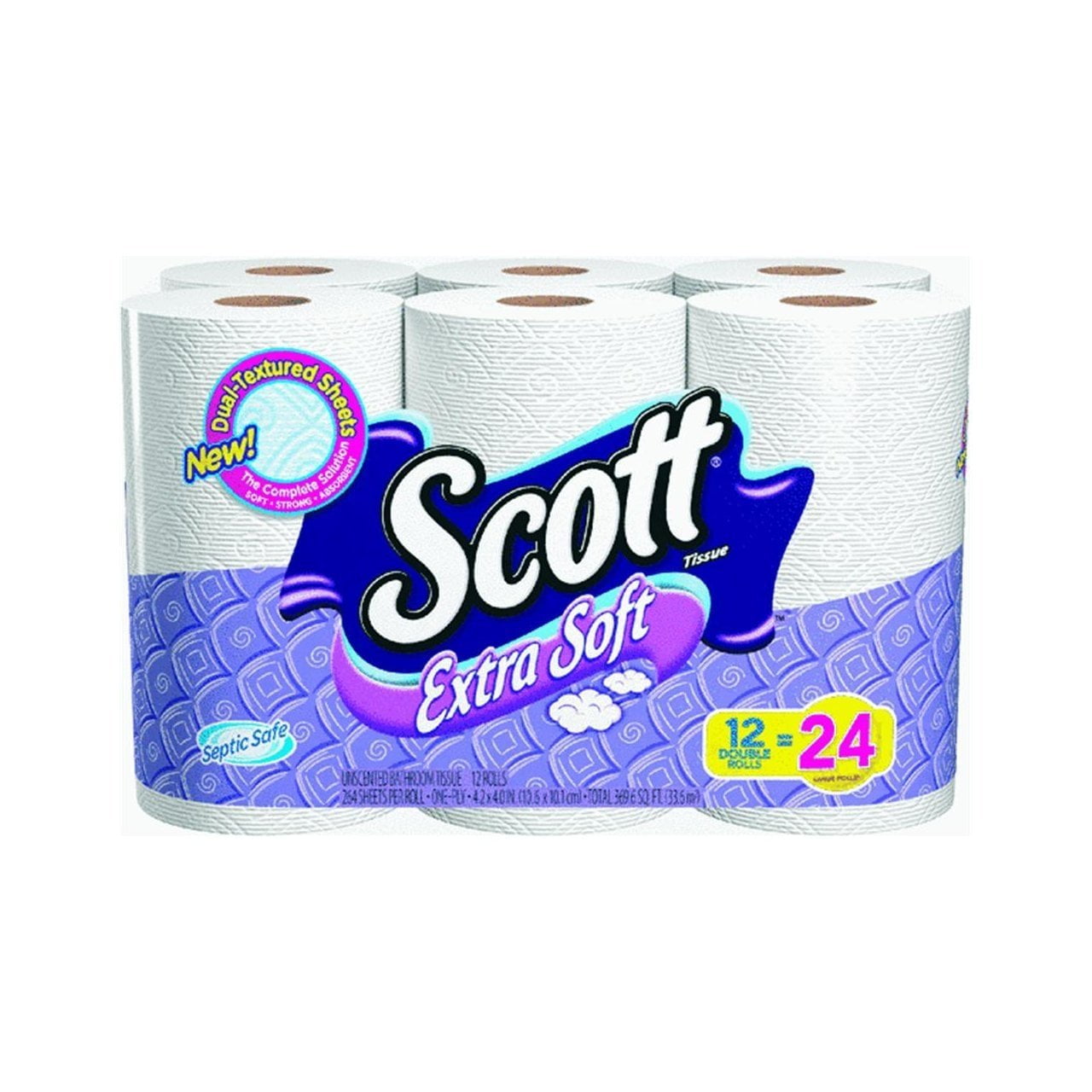 Scott Extra Soft Toilet Paper, Bath Tissue, 264 Sheets, 12 Double Rolls