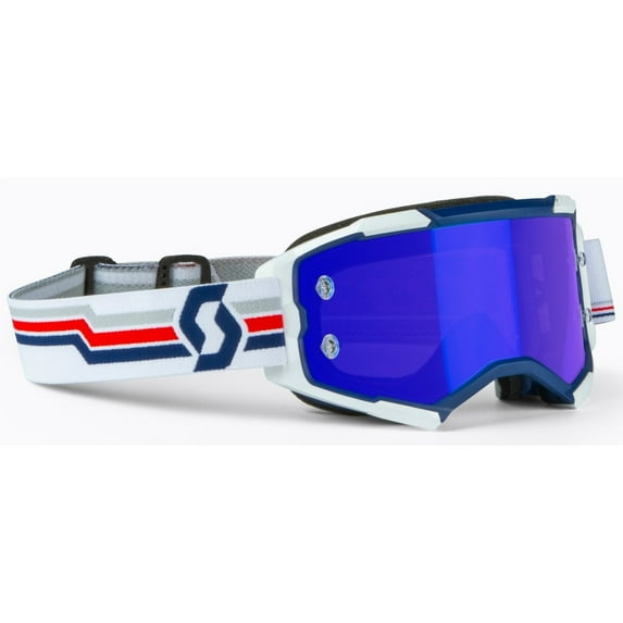 Scott Fury Adult Off-Road Motorcycle Goggles - Blue/White/Electric Blue Chrome / One Size