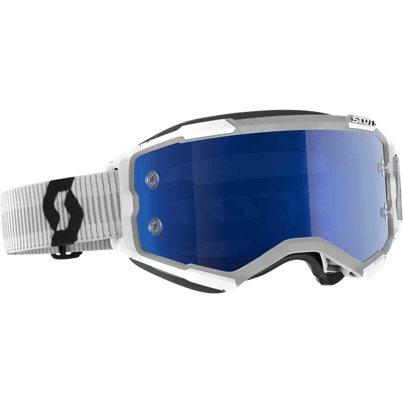 Scott Fury MX Offroad Goggles White w/Blue Chrome Lens