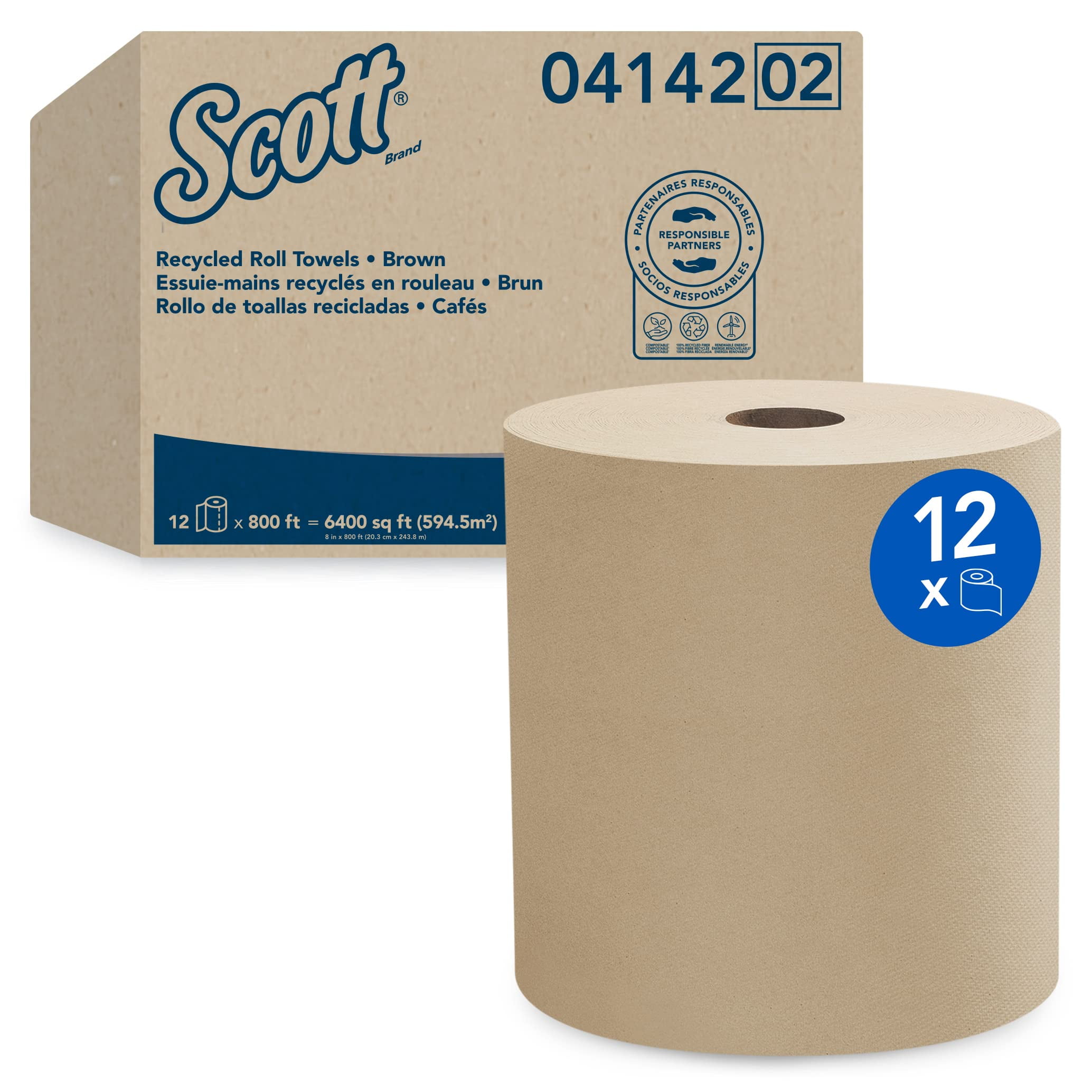 Scott Hard Roll Paper Towels Natural, 800' / Roll, 12 Rolls / Case