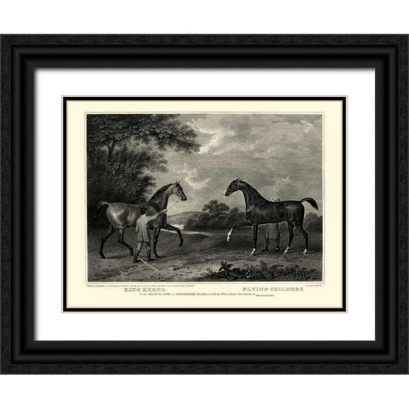 Scott, John 32x25 Black Ornate Wood Framed with Double Matting Museum Art Print Titled - King Herod and Flying Childers