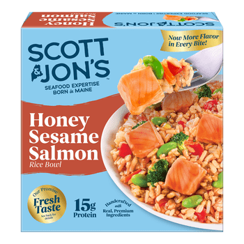 Scott & Jon’s Frozen Meals, Honey Sesame Salmon Rice Bowl, Microwave Meals, Frozen Dinner for One, 9.6 oz