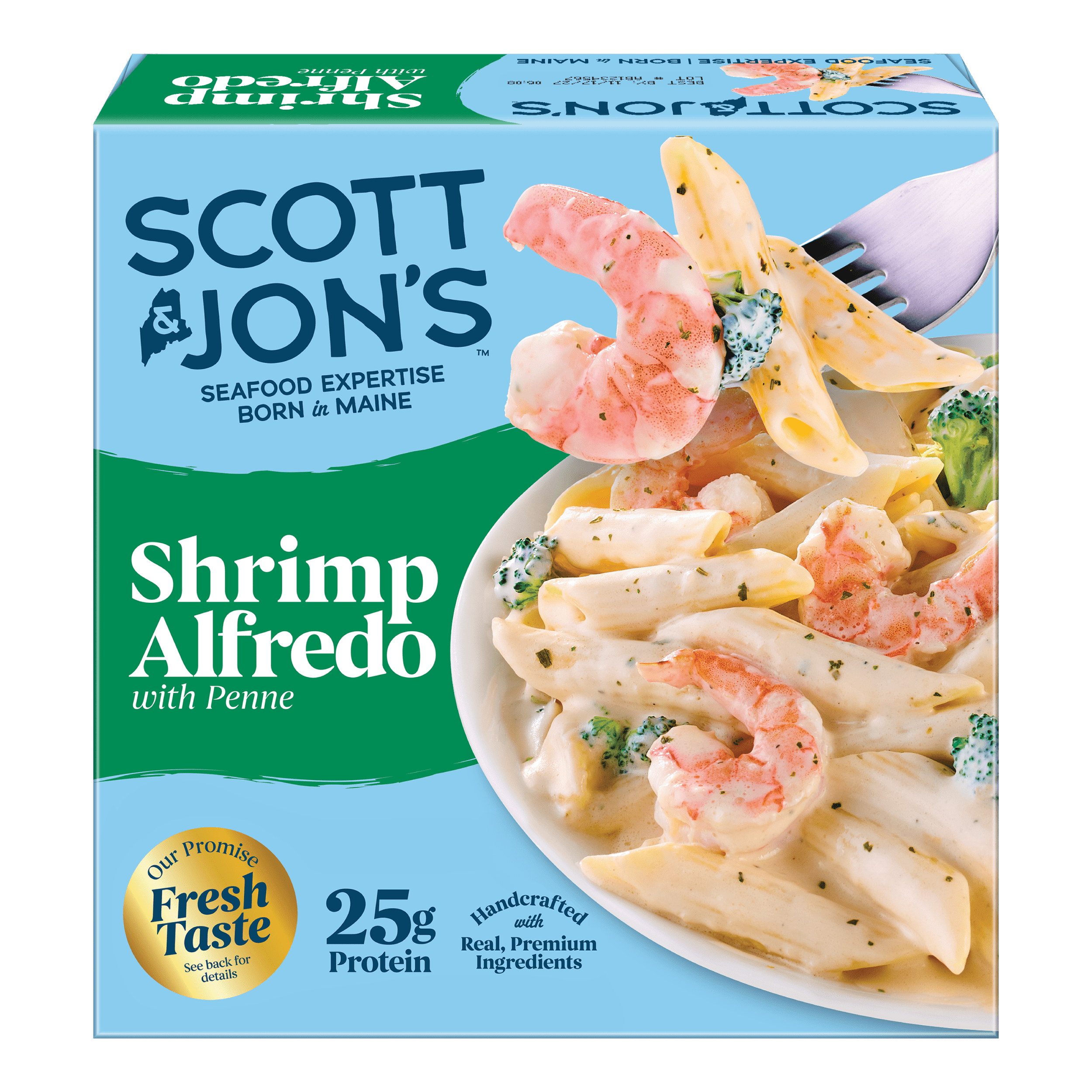 Scott & Jon’s Frozen Meals, Shrimp Alfredo Pasta, Microwave Meals, Frozen Lunch or Dinner for One, 9.6 oz