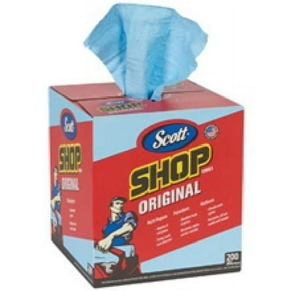 Scott KW144 Blue Shop Towels Pop-Up Box