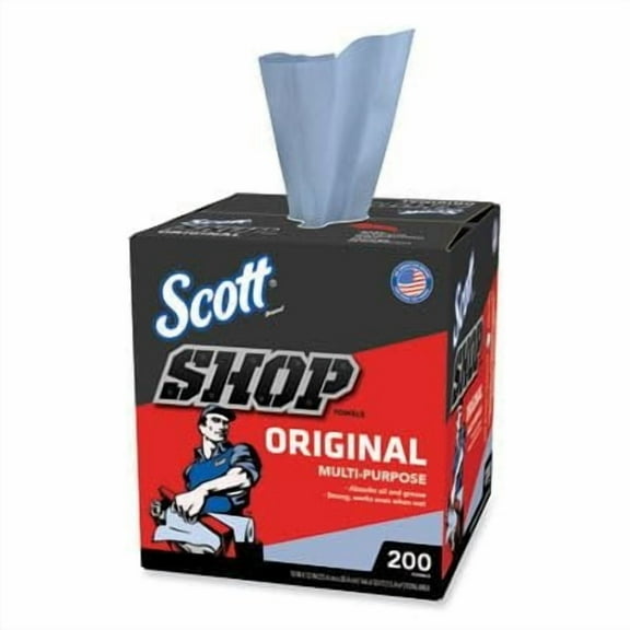 Scott Kimberly-Clark 75190-8PK Blue Shop Towels, 10" x 12", Box of 200, 8 Pack