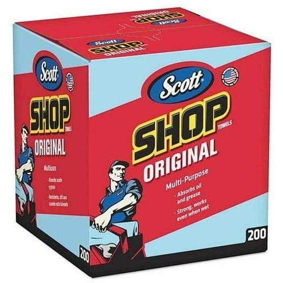 Scott Kimberly-Clark 75190 Shop Towels, 10" x 12", Blue 1 Box of 200 1 Box of 200 Towels 2 Boxes, Blue 2 Boxes