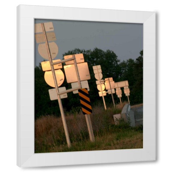Scott Larson 12x14 White Modern Wood Framed Wall Art Titled - Country Signs I