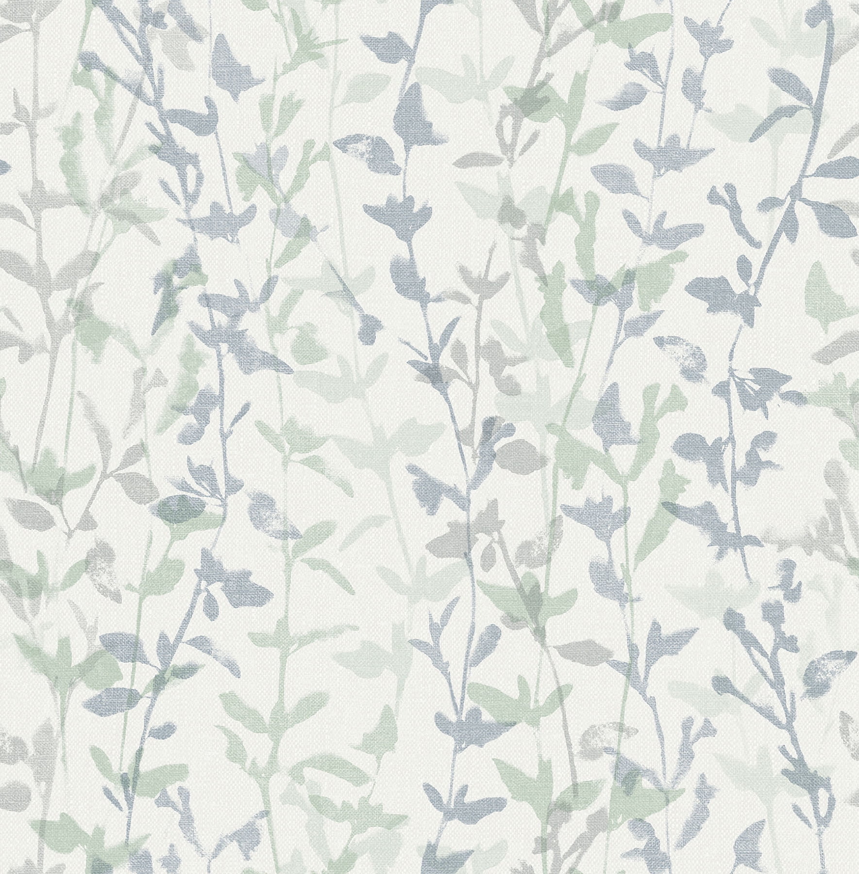 White and Blue Botanical Self-Adhesive Peel and Stick Wallpaper