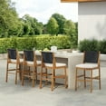 thumbnail image 1 of Christopher Knight Home Arly Black Outdoor Bar Stool Solid Acacia Wood and Woven Wicker, Set of 4, 1 of 8