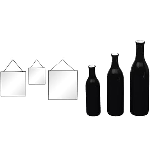 Scott Living Framed Square Mirrors with Chains, Set of 3, Black