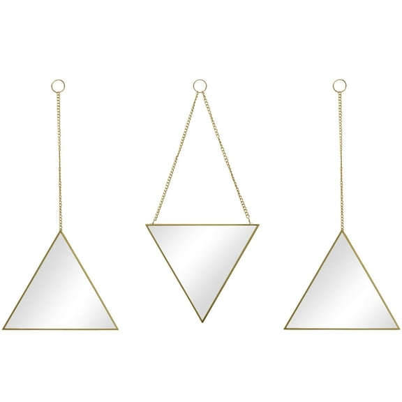 Scott Living Framed Triangle Mirrors with Chains, Set of 3, Gold
