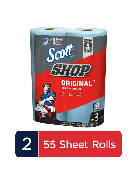 Scott Multi-Purpose, Shop Towel, 2 Rolls, 55 Sheets Per Roll (110 Total Sheets)