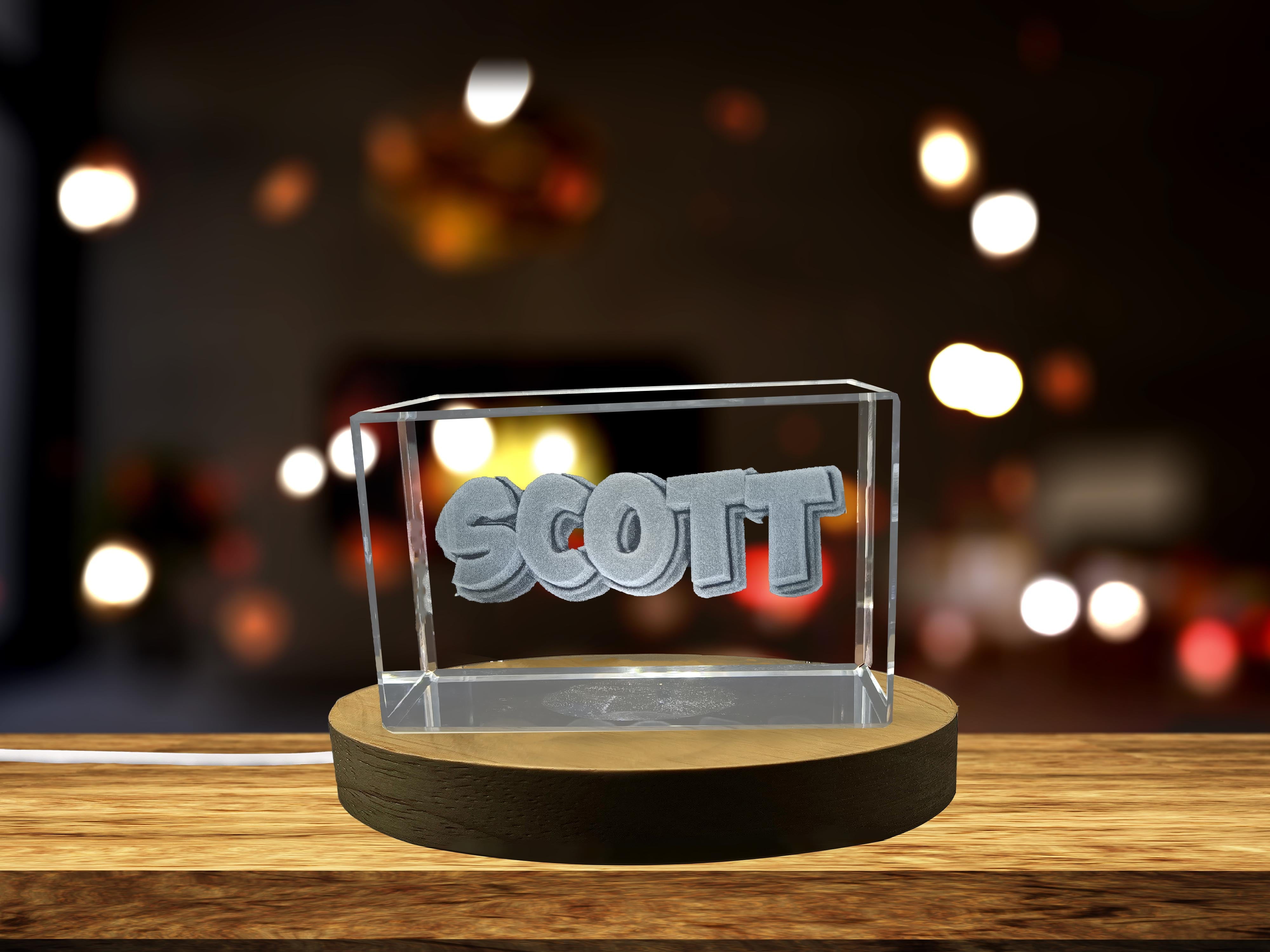 Scott | Names Art 3D Engraved Crystal - Walmart.com