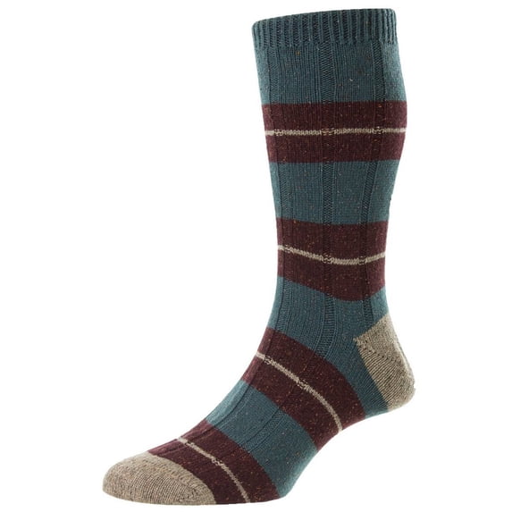 Scott Nichol Bayfield Merino and Silk Socks - Petrol Blue Fleck