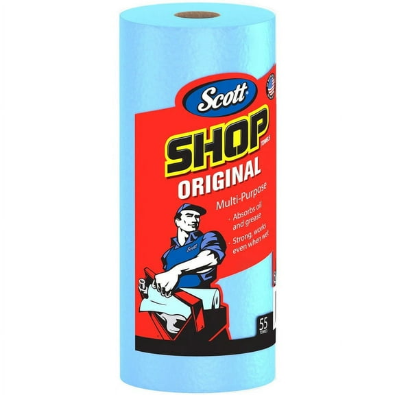 Scott Original Shop Towels - Fresh - 10.40" x 11" - Blue - Absorbent, Durable - For Multi Surface - 55 Per Roll - 12 / Carton | Bundle of 5 Cartons