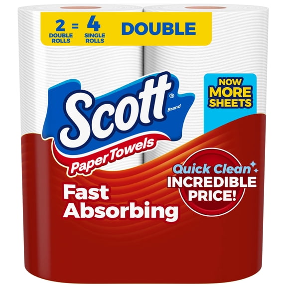 Scott Paper Towels, Choose-A-Sheet, 2 Double Rolls Equivalent to 4 Regular, 108 Sheets per Roll