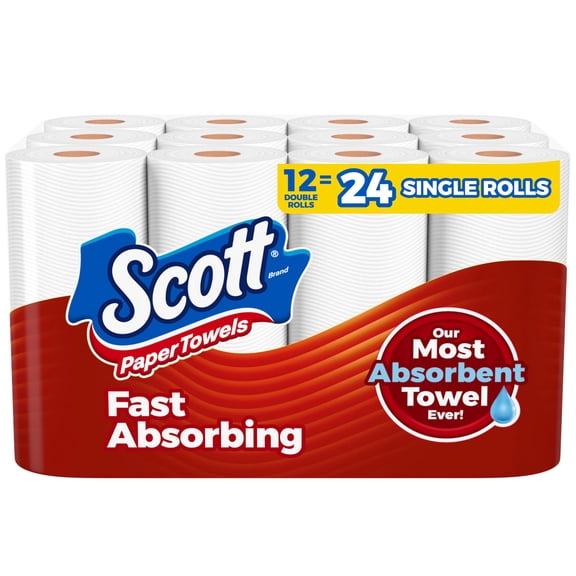 Scott Paper Towels, Choose-A-Sheet, 12 Double Rolls = 24 Regular Rolls (100 Sheets Per Roll) VT2