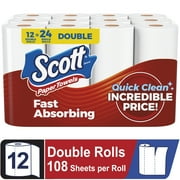 Scott Paper Towels, Choose-A-Sheet, 12 Double Rolls