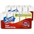 Scott Paper Towels, Choose-A-Sheet, 30 Double Rolls 2 Packs of 15 = 60 Regular Rolls 100 Sheets Per Roll