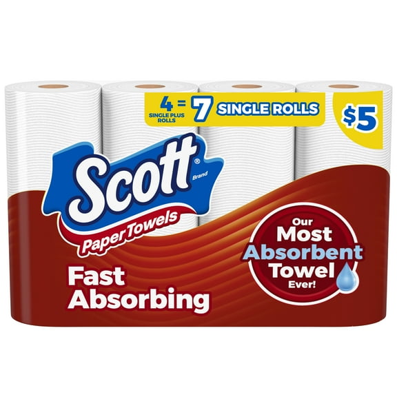 Scott Paper Towels, Choose-A-Sheet, 4 Single Plus Rolls, 88 Sheets per Roll