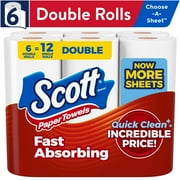 Scott Paper Towels, Choose-A-Sheet, 6 Double Rolls
