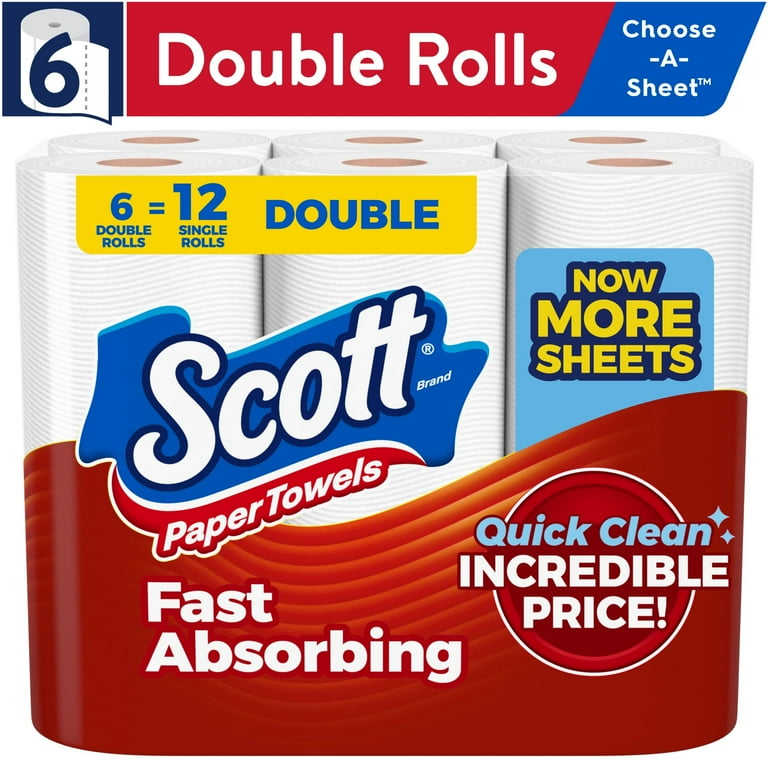 Scott Paper Towels, Choose-A-Sheet, 6 Double Rolls - Walmart.com Scott Paper Towels, Choose-A-Sheet, 6 Double Rolls - Walmart.com