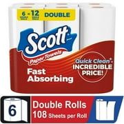 Scott Paper Towels, Choose-A-Sheet, 6 Double Rolls