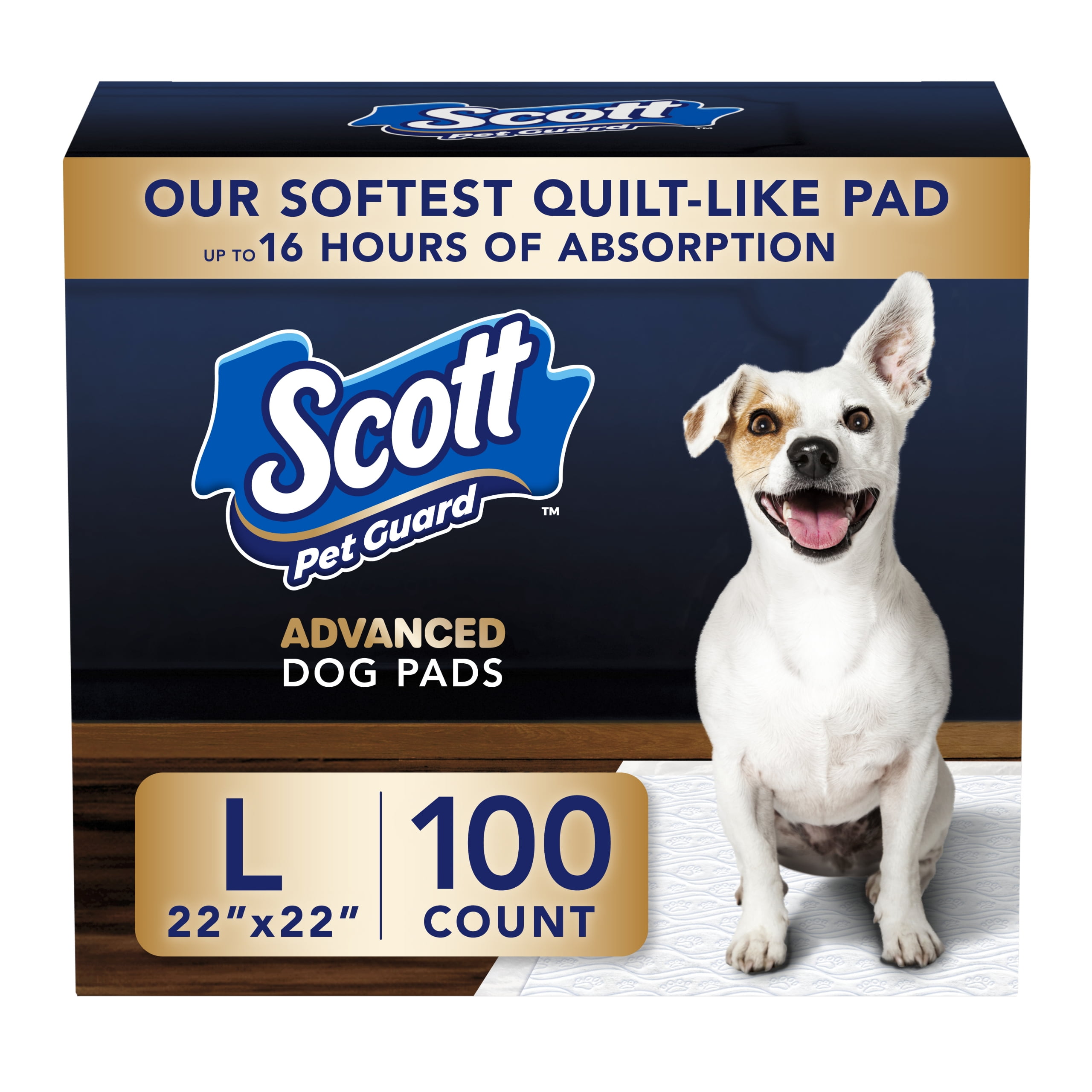 Scott Pet Guard Advanced Dog Pads Dog Training Pee Pads for Puppies Medium Large Dogs Up to 16 Hour Absorbency with Odor Control Softest