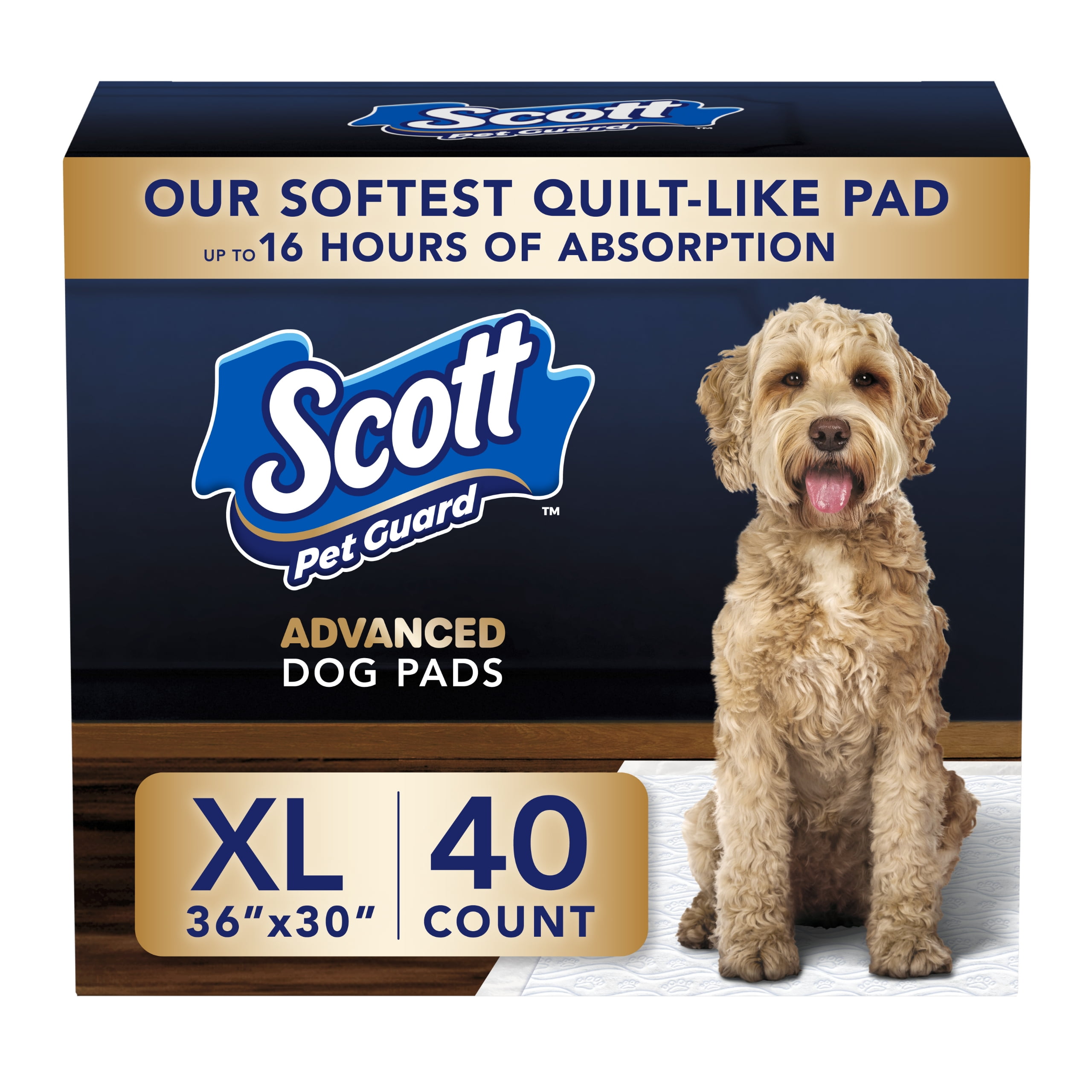 Scott Pet Guard Advanced Dog Pads Dog Training Pee Pads for Puppies Medium Large Dogs Up to 16 Hour Absorbency with Odor Control Softest Quilted Dog Pee Pads